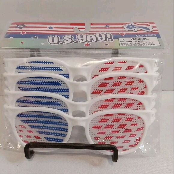Patriotic 4 Pair Pack U.S. Yay Party Eyeglasses Glasses 4 Pair New In Package - Picture 3 of 4